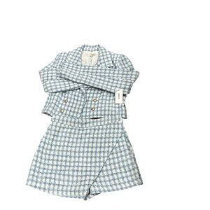 Jason Wu Skort Set Blue and White Textured Fabric